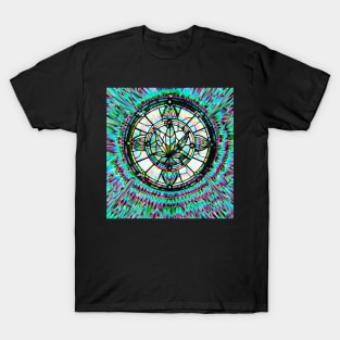 Psychedelic pot leaf 420 stained glass tie dye deadhead T-Shirt